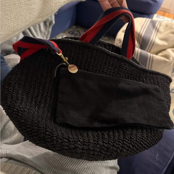 Clare V Black Woven Bag with Red and Blue Handles - Picture 13 of 15